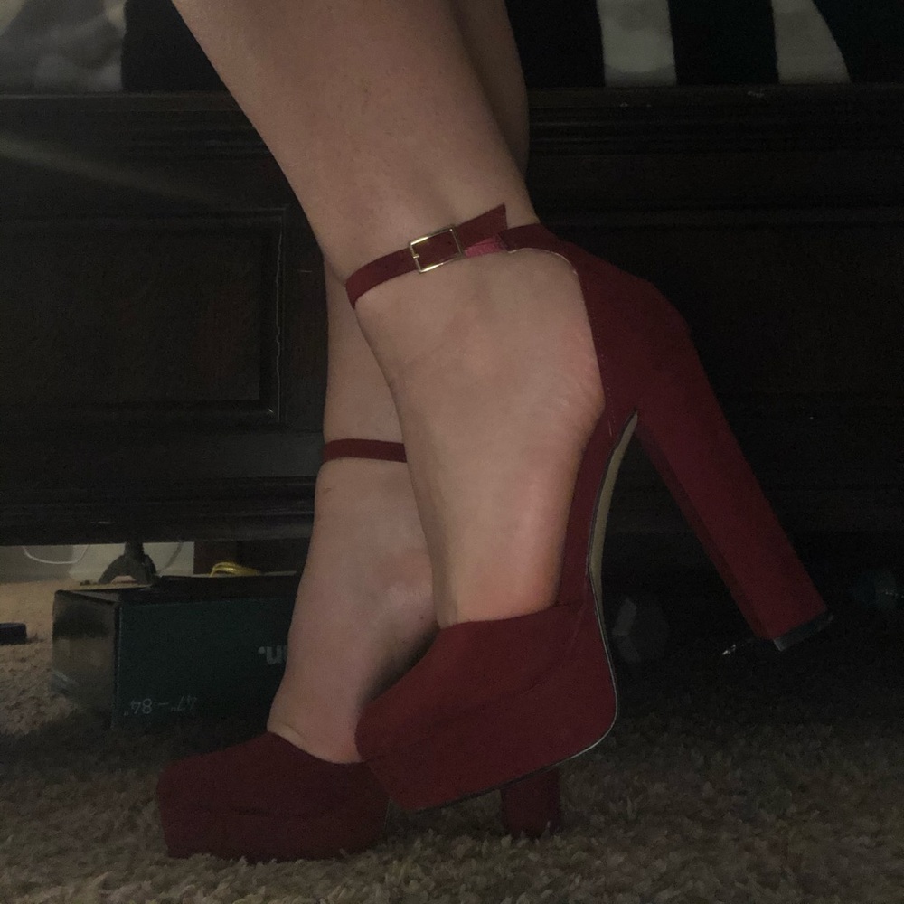 Red suede Heels